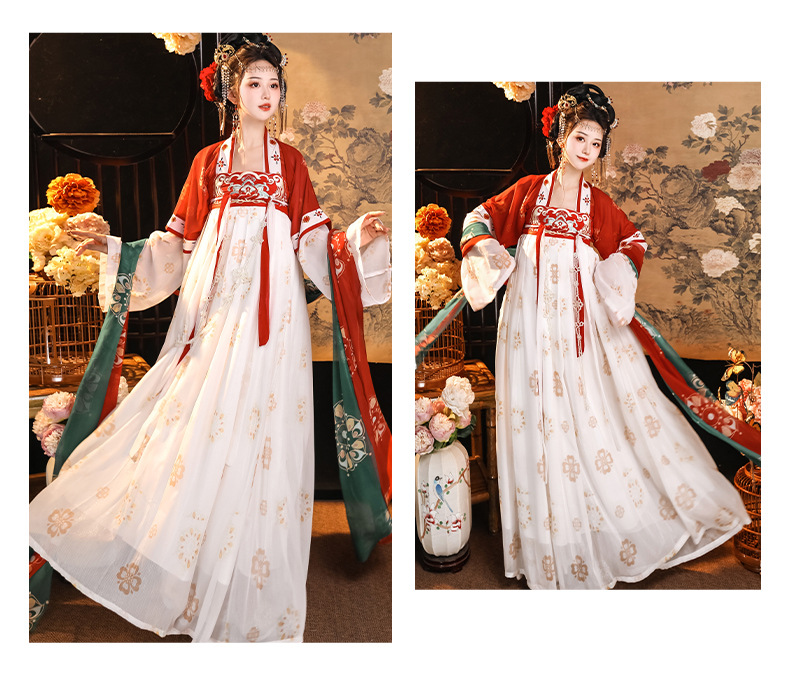 Tang style Chinese wind recovery Tang 褙子 chest-length big sleeve shirt embroidery ancient wind fairy elegant improved spring and summer thin(pic14)