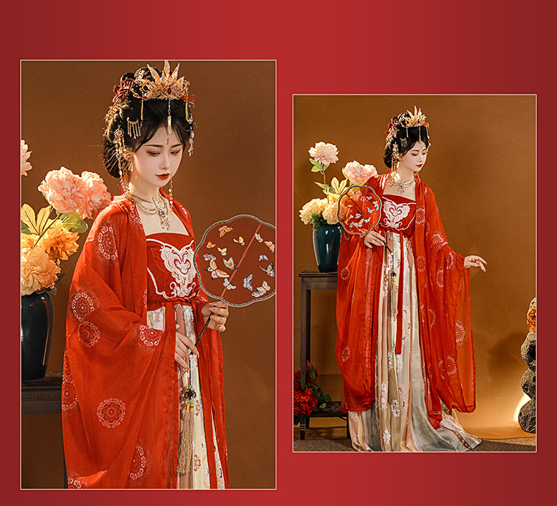 Tang Dynasty original Hanfu female restoration Chinese style embroidery Chebule dress ancient fairy elegant spring summer autumn suit(pic13)