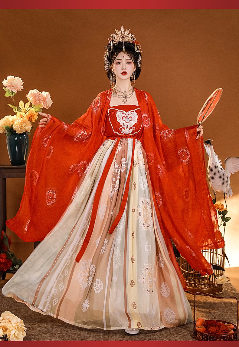 Tang Dynasty original Hanfu female restoration Chinese style embroidery Chebule dress ancient fairy elegant spring summer autumn suit(pic19)