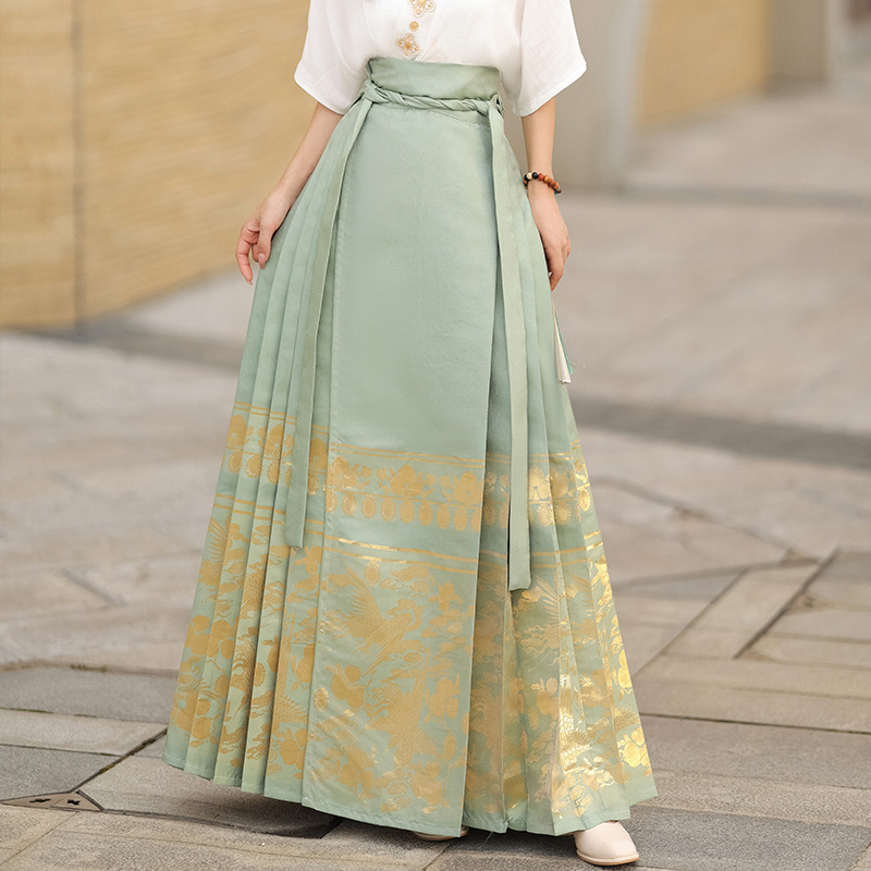 Summer new Chinese style womens dress Ming improved Hanfu adult black horse skirt set skirt(pic25)