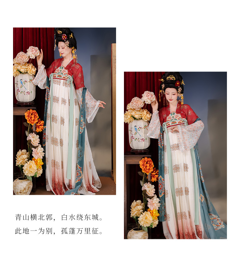 Summer full set of original Tang system 褙子 heavy industry embroidery chest-length ruqun straight collar wide sleeve shirt Hanfu women daily(pic10)