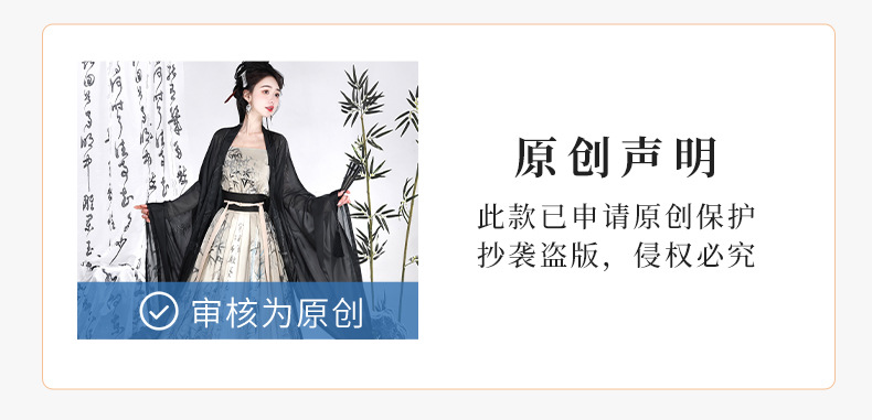 Original Hanfu female Song-style ink bamboo hidden calligraphy work Hanfu New Chinese National tide improved Han elements ink summer(pic1)