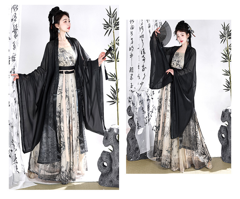 Original Hanfu female Song-style ink bamboo hidden calligraphy work Hanfu New Chinese National tide improved Han elements ink summer(pic14)