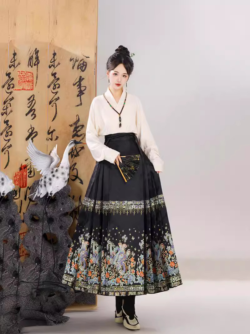 New Chinese style Chinese style bright system Hanfu female horse face skirt daily wear suit all matc