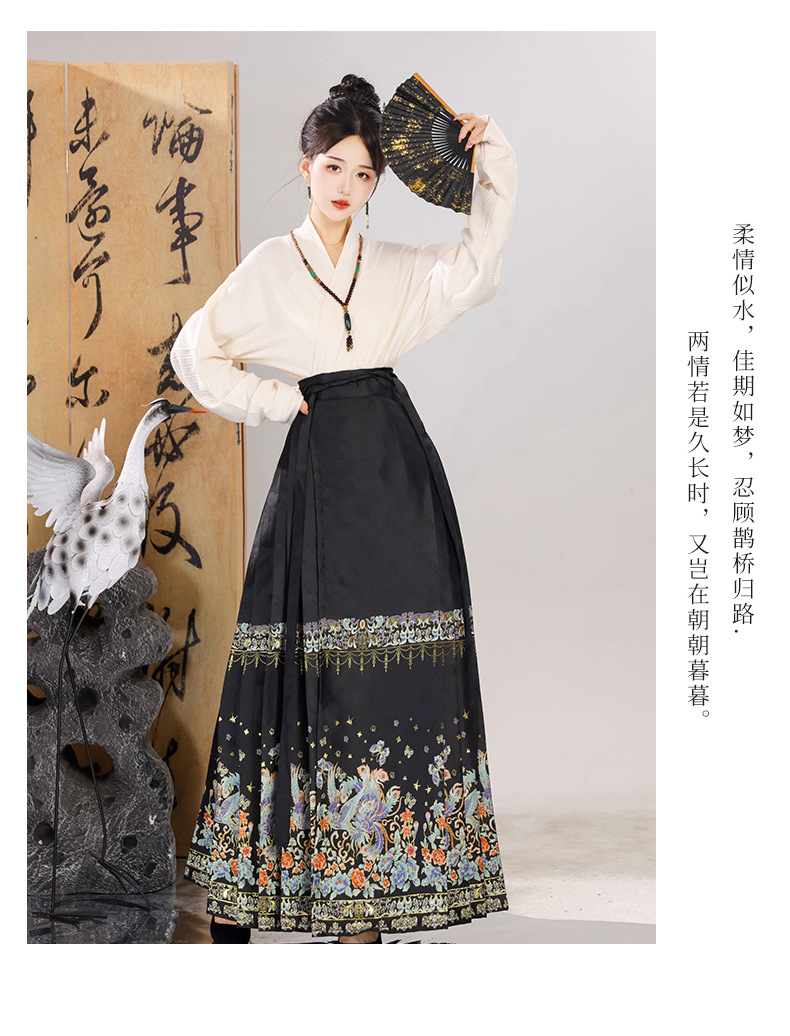 New Chinese style Chinese style bright system Hanfu female horse face skirt daily wear suit all matching collar commuter autumn and winter new style(pic15)