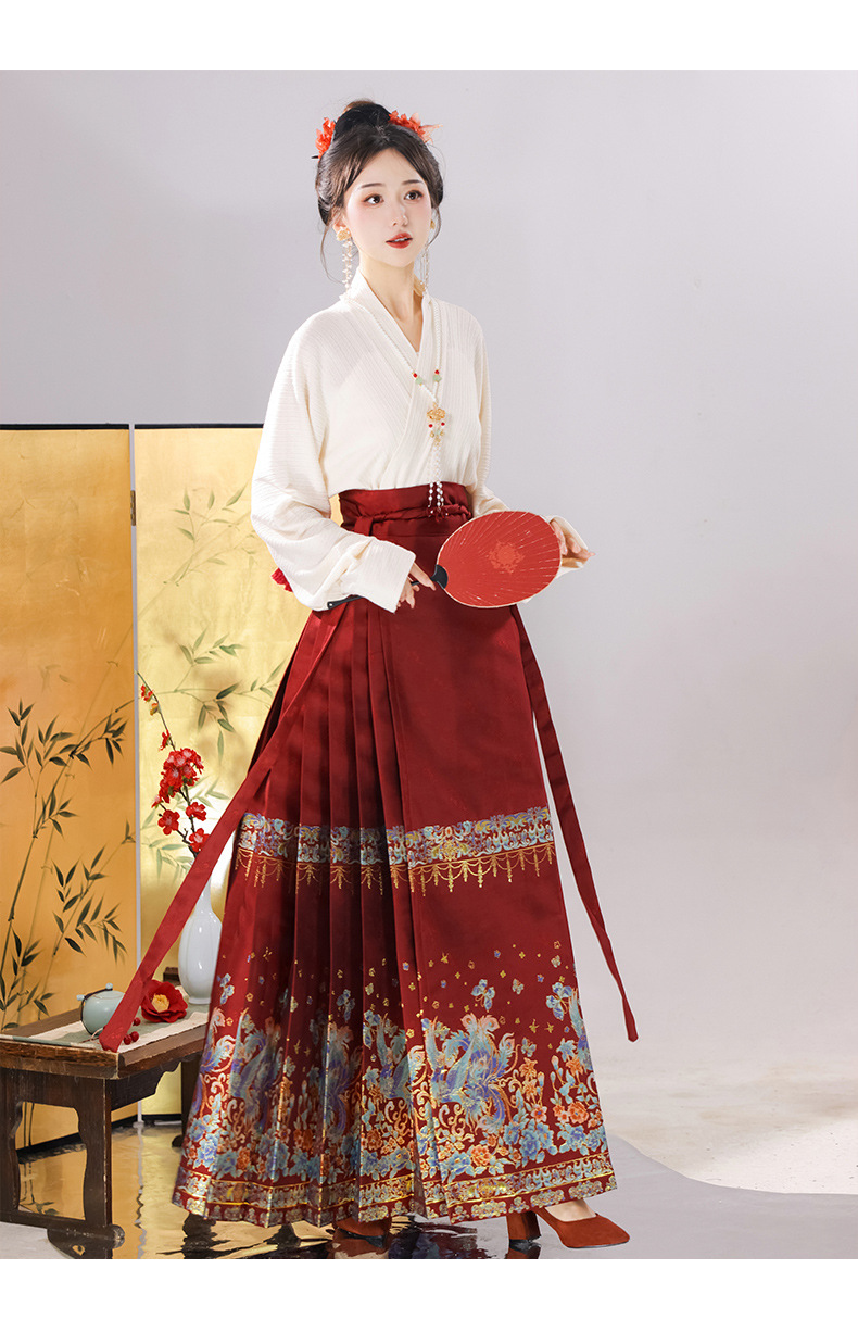 New Chinese style Chinese style bright system Hanfu female horse face skirt daily wear suit all matching collar commuter autumn and winter new style(pic11)