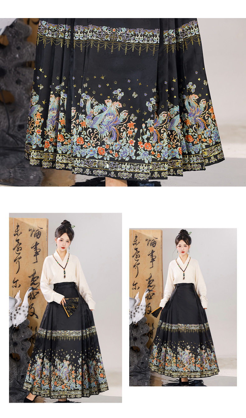 New Chinese style Chinese style bright system Hanfu female horse face skirt daily wear suit all matching collar commuter autumn and winter new style(pic13)