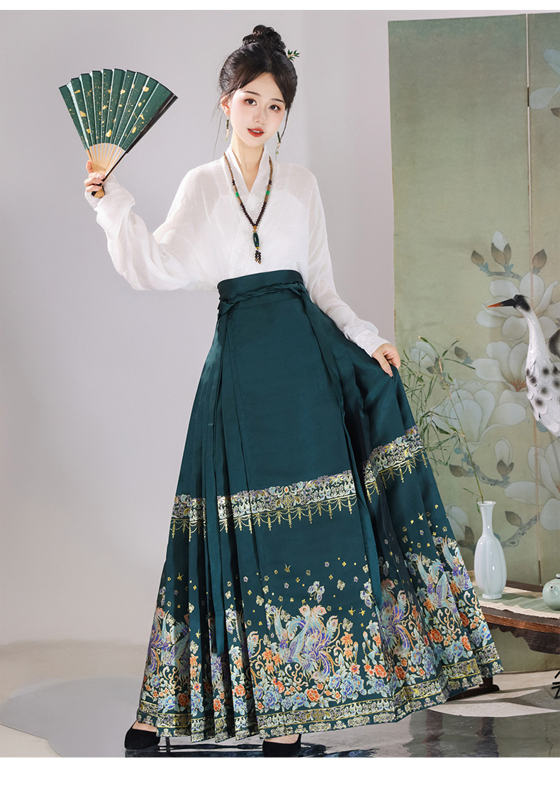 New Chinese style Chinese style bright system Hanfu female horse face skirt daily wear suit all matching collar commuter autumn and winter new style(pic16)