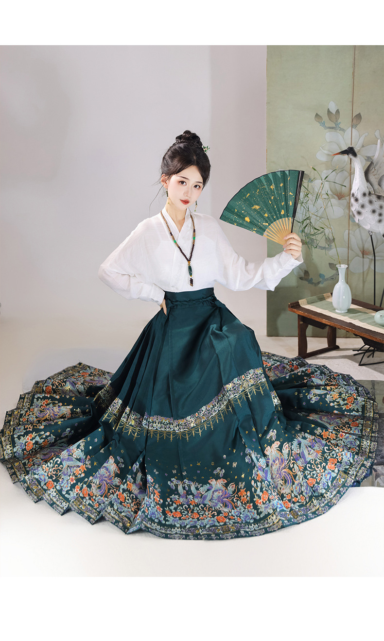 New Chinese style Chinese style bright system Hanfu female horse face skirt daily wear suit all matching collar commuter autumn and winter new style(pic18)