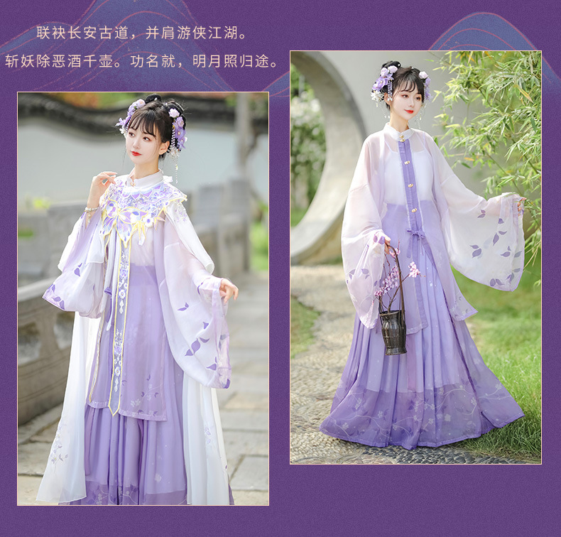 The original Hanfu woman Ming system light on the front, standing collar long jacket waist skirt cloud shoulder cape embroidered cape spring and summer(pic10)