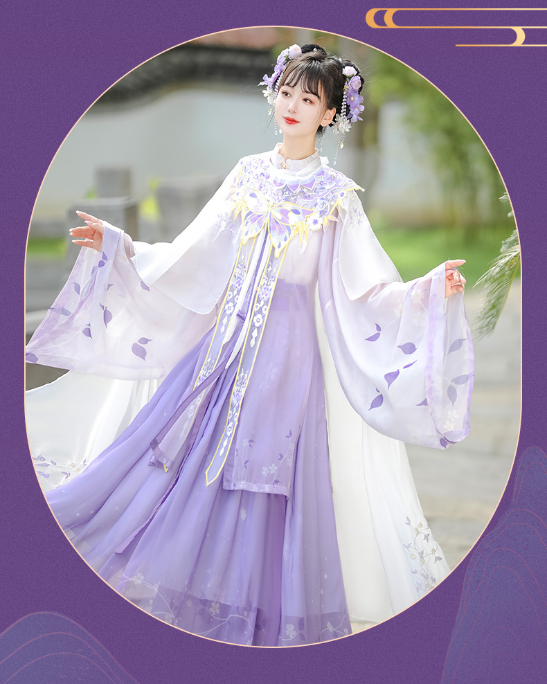 The original Hanfu woman Ming system light on the front, standing collar long jacket waist skirt cloud shoulder cape embroidered cape spring and summer(pic12)