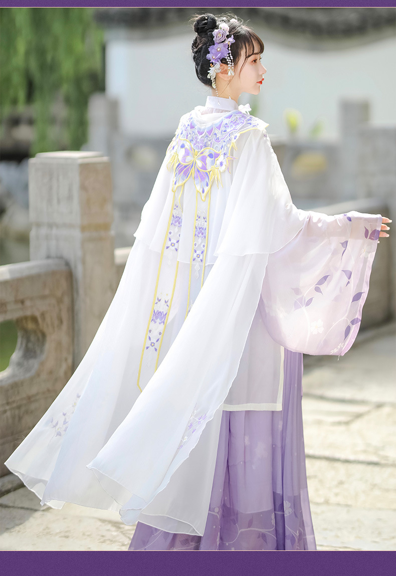 The original Hanfu woman Ming system light on the front, standing collar long jacket waist skirt cloud shoulder cape embroidered cape spring and summer(pic16)